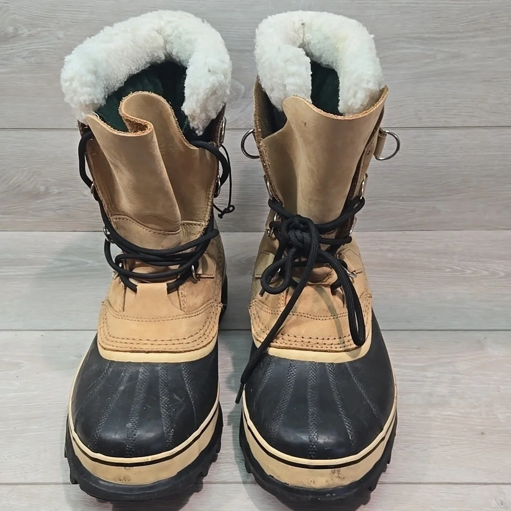 Vintage Men Sorel JEE Insulated Line Caribou Leather Waterproof Boots Shoes Sz 9